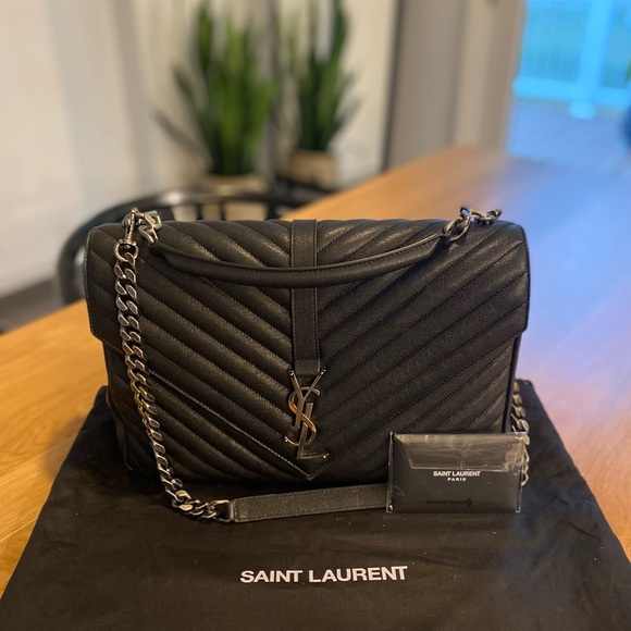Saint Laurent College Large Chain Bag in Quilted Leather - Picture 2 of 14